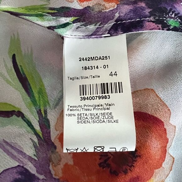 MSGM Floral Silk Crape Asymmetric Dress Size 44/M - Picture 10 of 10